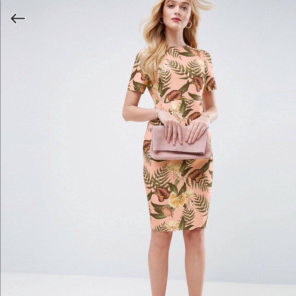 ASOS wiggle dress in Tropical print